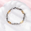 201 Stainless Steel Byzantine Chain Bracelets BJEW-B078-170GP-1