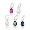 925 Sterling Silver Pave Cubic Zirconia Teardrop Birthstone Style Charms STER-T009-21S-1