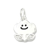 925 Sterling Silver Pave Clear Cubic Zirconia Smiling Face Cloud Flower Charms STER-A051-03S-1