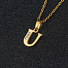 201 Stainless Steel Crystal Rhinestone Initial Pendant Necklaces FS-WG3A711-21-1