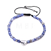 Natural Blue Spot Jasper Braided Bead Bracelets for Women PW-WGAE96F-07-1