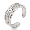 304 Stainless Steel Hollow Open Cuff Ring for Women RJEW-I098-28P-1
