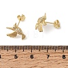 Hummingbird Brass Micro Pave Clear Cubic Zirconia Stud Earrings EJEW-L311-02G-5