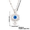 Elegant Brass Full Crystal Rhinestone Blue Evil Eye Flower Pendant Dapped Chain Necklaces EB9667-2-1