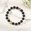 8.5MM Natural Lava Rock Round Beaded Stretch Bracelets BJEW-JB14293-1
