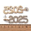 Brass Rhinestone Stud Earrings EJEW-Q012-01G-3