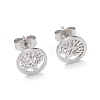 3 Pairs 3 Style 304 Stainless Steel Tree of Life Dangle Hoop Earrings EJEW-B020-09P-2