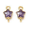Brass Pave Cubic Zirconia Star Connector Charms KK-P348-08G-2