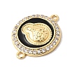 Brass Micro Pave Clear Cubic Zirconia with Enamel Religion Connector Charms KK-A296-14G-02-2
