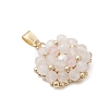 Natural Rose Quartz Faceted Round Cluster Flower Pendants PALLOY-MZ01197-08-3