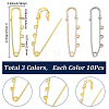 30Pcs 3 Colors Iron Safety Pin Brooch IFIN-SC0002-11-2