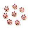 Flower Brass Micro Pave Clear Cubic Zirconia Beads KK-G419-06G-2