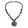Natural Indian Agate Flower Pendant Necklaces NJEW-N064-08H-3