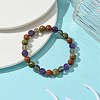 Synthetic Smoky Quartz & Natural Unakite & Amethyst & Red Jasper Round Beaded Stretch Bracelets BJEW-JB10910-07-2