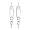 925 Sterling Silver with Cubic Zirconia Stud Earrings Findings EJEW-B038-02P-1