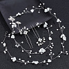 GOMAKERER 1Pc Wedding Bridal Flower Pearl Headband OHAR-GO0001-07-7