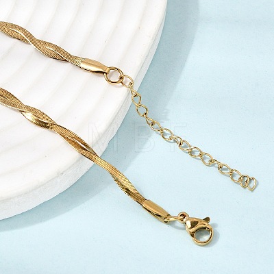 Unisex 304 Stainless Steel Flat Snake Chain Necklaces NJEW-K305-11G-1