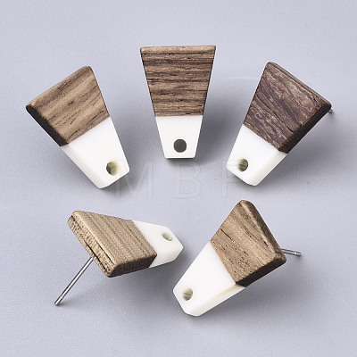Resin & Cedarwood/Walnut Wood Stud Earring Findings MAK-N032-001A-1