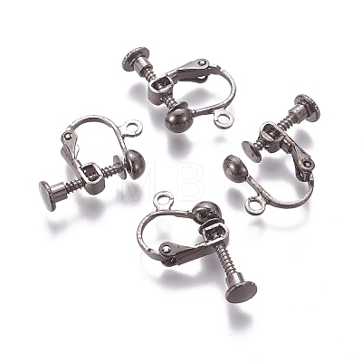 Rack Plated Brass Screw Clip-on Earring Findings X-KK-P169-04B-1