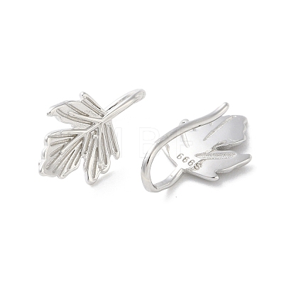 999 Sterling Silver Leaf Cuff Earrings EJEW-P296-08P-1