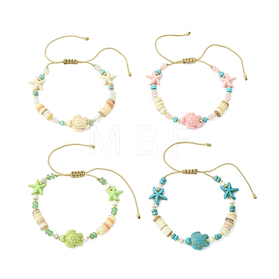 Adjustable Mixed Gemstone Beaded Braided Nylon Thread Anklets for Women Men AJEW-AN00844-1