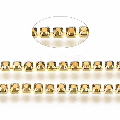 Electroplate Brass Rhinestone Strass Chains CHC-T006-SS6.5-01G-1