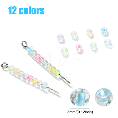 3432Pcs 12 Colors 8/0 Glow in the Dark Luminous Transparent Glass Round Seed Beads LUMI-CJ0001-01-1