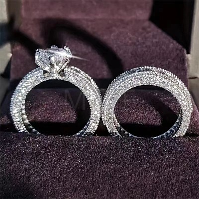 2Pcs Alloy with Crystal Rhinestone Finger Rings for Couple FS-WG6A3A8-01-1