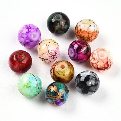 Baking Painted Glass Beads DGLA-S115-8mm-MS-1