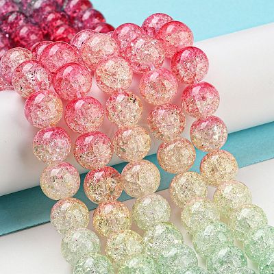 Spray Painted Crackle Glass Beads Strands DGLA-C002-10mm-06-1