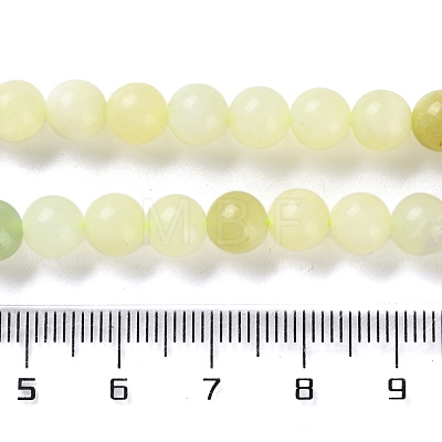 Natural New Jade Round Beads Strands G-O039-16-6mm-01-1