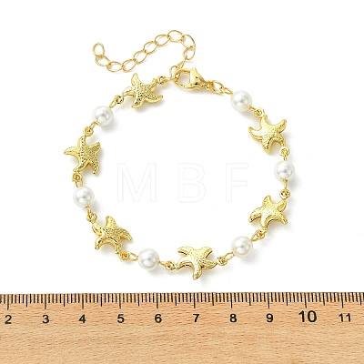 304 Stainless Steel & Shell Pearl Link Chains Bracelets for Women BJEW-JB13815-02-1