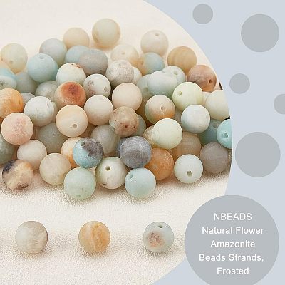  Natural Flower Amazonite Beads Strands G-NB0003-82-1