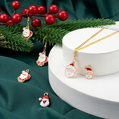 40Pcs 4 Style Christmas Theme Light Gold Alloy Enamel Pendants ENAM-LS0001-61-1