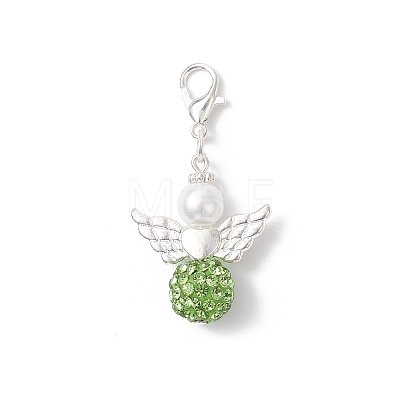 6Pcs Angel Polymer Clay & Crystal Rhinestone Pendant Decorations HJEW-JM04543-1