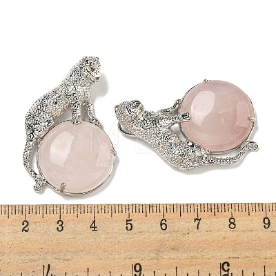 Natural Rose Quartz Half Round Pendants G-F766-06AS-02-1