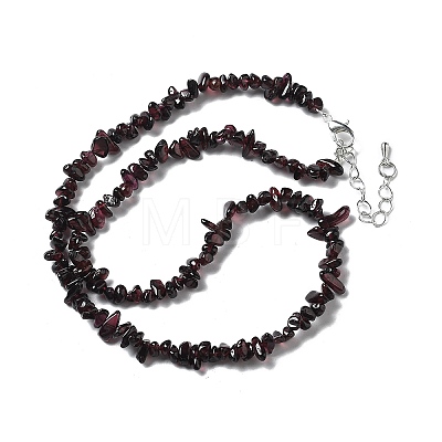 Natural Garnet Chip Beaded Necklaces for Men Women NJEW-G159-01N-1