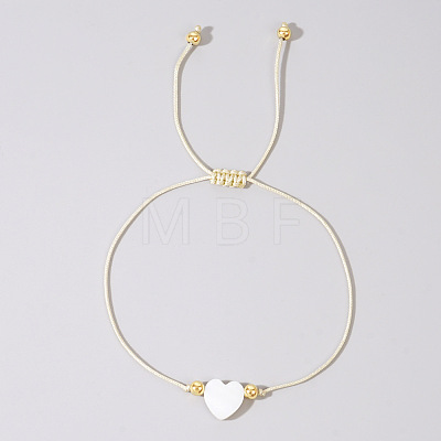 Adjustable Rainbow Dyed Shell Heart Braided Bead Bracelets for Women JE7458-7-1