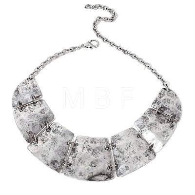 Vintage Boho Alloy & Iron Textured Trapezoid Bib Necklaces for Women WG7697B-01-1