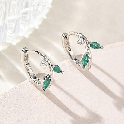Brass Micro Pave Cubic Zirconia Hoop Earrings for Women EJEW-A167-12P-1