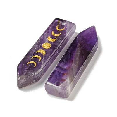 Natural Amethyst Moon Phase Pendants G-C145-01G-1