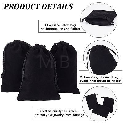 Beebeecraft 20Pcs Rectangle Velvet Drawstring Pouches TP-BBC0001-03A-02-1