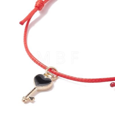 8Pcs 8 Style Heart & Skeleton Key Alloy Enamel Braided Bead Bracelets Set BJEW-JB09772-S-1