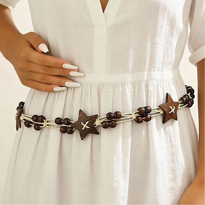 Bohemian Ethnic Coconut & Wood Beaded Waist Chains for Dresses WGC9B9A-01-1