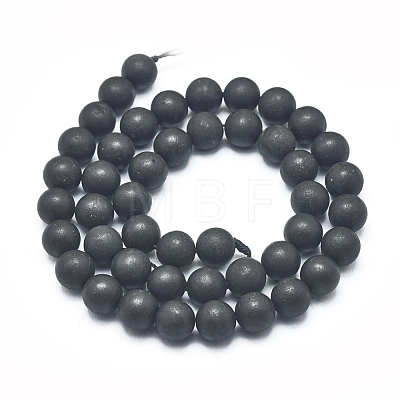 Natural Shungite Beads Strands G-F675-04-8mm-1
