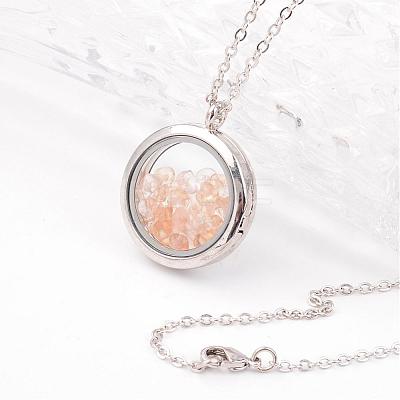 Natural Citrine Alloy Pendant Necklaces NJEW-JN01598-03-1