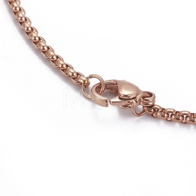 304 Stainless Steel Box Chain Necklaces NJEW-F261-21RG-1