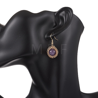 Natural Amethyst Flower Dangle Earrings EJEW-JE06720-02-1