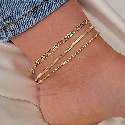 3Pcs Alloy Chain Anklets Sets WGDACCB-01-1