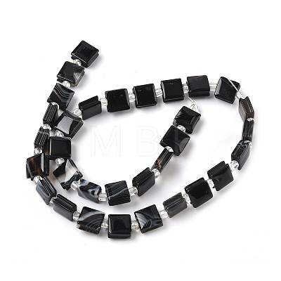 Natural Black Banded Agate/Striped Agate Beads Strands G-F802-B08-01-1
